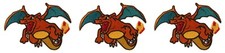 Charizard Flying Embroidered 3" Tall Iron on Patch Set of 3