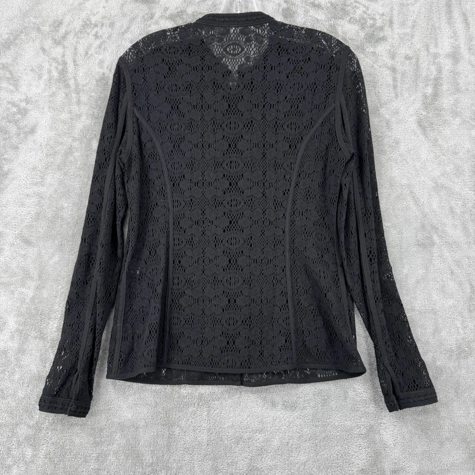 Blusa Tahari Pequeña Encaje Transparente A Presión Bruja Capricho Gótico Bruja Informal Negra Foto 2 de 4
