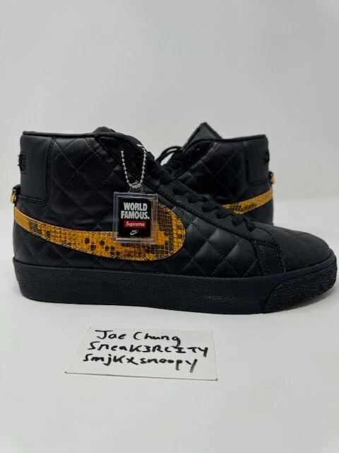 Taille 10   Blazer Nike Zoom Mid QS SB x Supreme Noir Peau de Serpent 2022