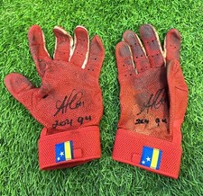 Ozzie Albies Atlanta Braves Game Used Batting Gloves 2021 Signed LOA