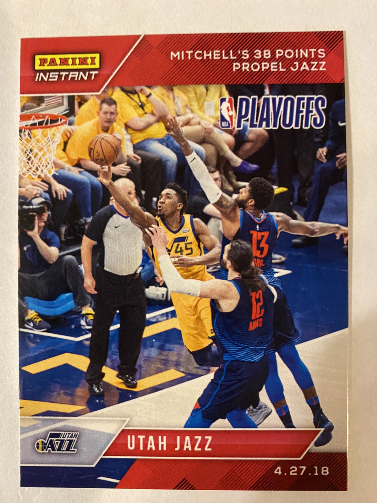 2017-18 PANINI INSTANT DONOVAN MITCHELL ROOKIE #135 RED PARALLEL RC 1/110 "JAZZ"