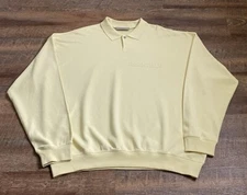 Fear Of God Essentials Relaxed Long Sleeve Rugby Polo Pale Canary Yellow Men 2XL