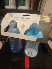 Pair of Chicco Sport Spout Trainer Blue  Green Cups 9 oz. For 9 Months NIP