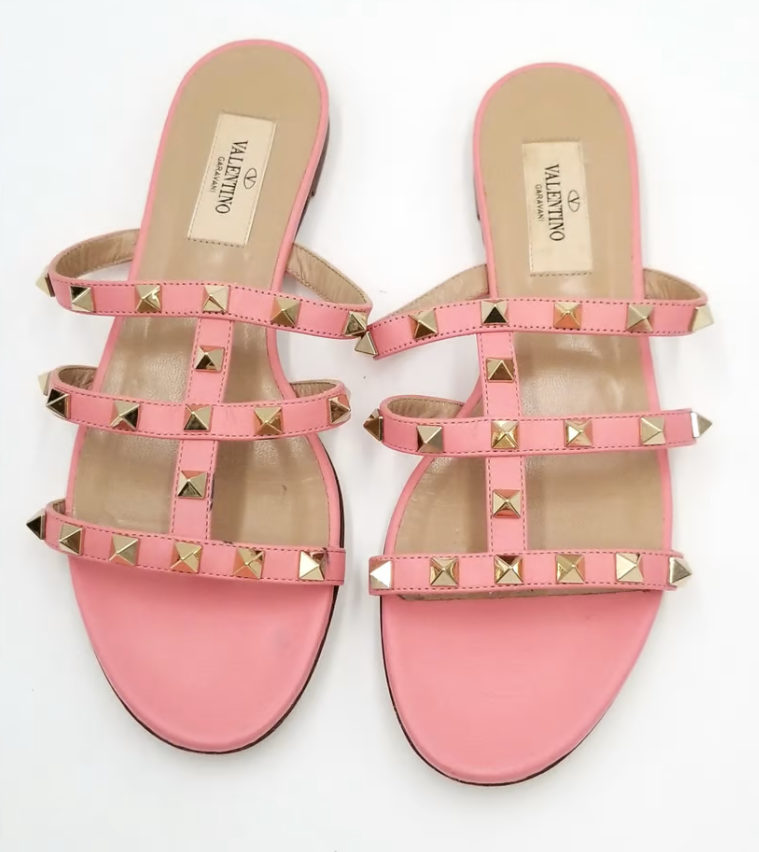 Valentino Garavani Rockstud Salmon Pink Sandals Size EU 36.5/ US