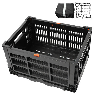 Rear Bike Basket, Foldable Bicycle Cargo Rack Storage Basket, Universal Bike US