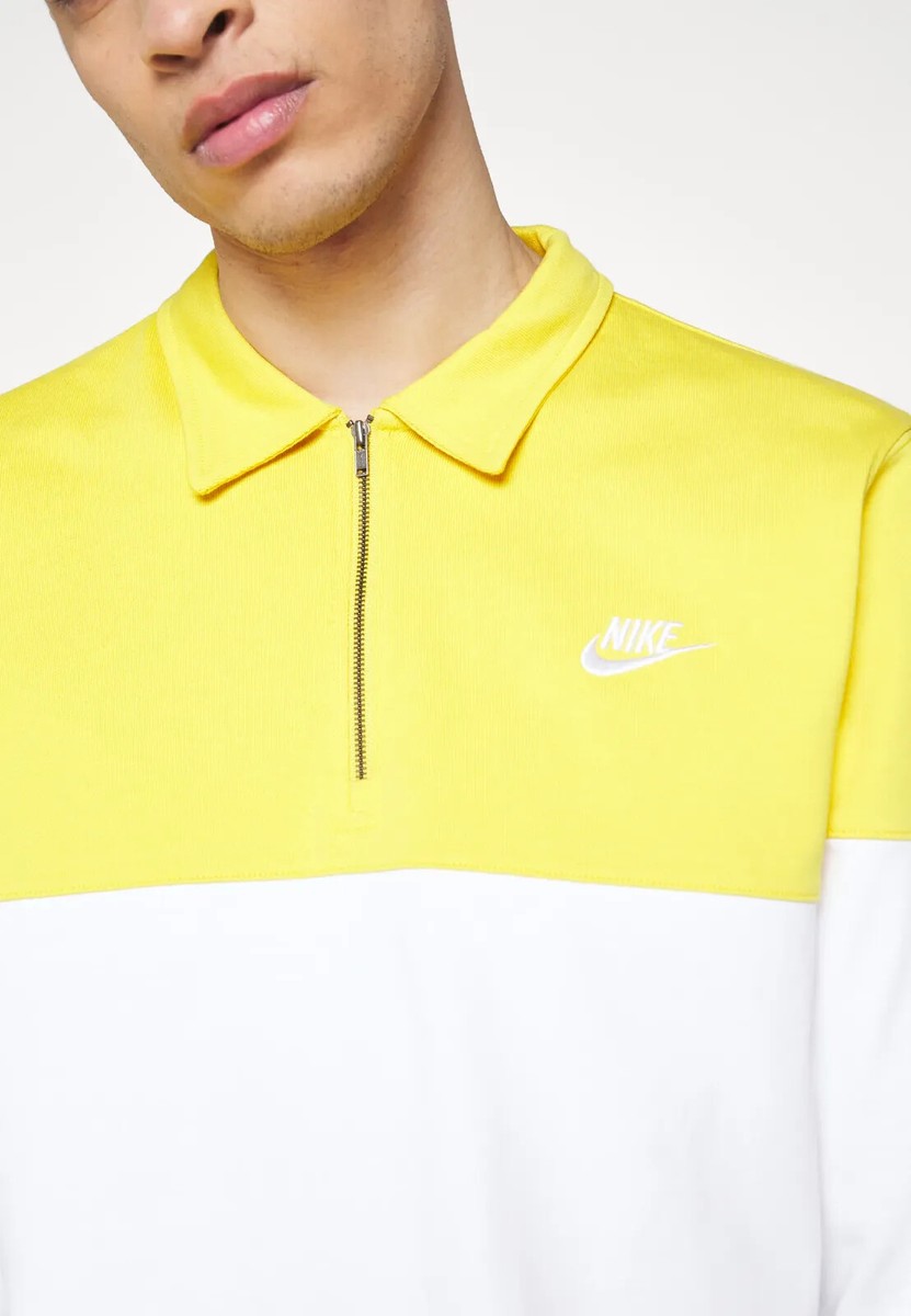 Nike Sportswear Club Men Long Sleeve Polo Rugby Shirt Yellow