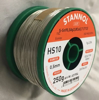 STANNOL Lötdraht HS10 2510 Lötzinn 250 Gramm ø 0,5 mm Sn95,5Ag3,8Cu0,7 - Bild 1 von 3