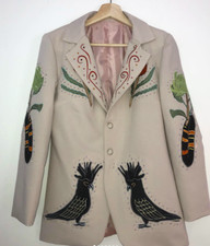 Men2Pc Bespoke Woodpecker Embroidered Nudie Western cowboy Cocktail Prom Outfit
