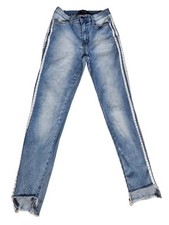 Y2k 2000s Akira Jeans Striped Sides Skinny Blue USA Made Size 3