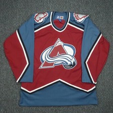VINTAGE Colorado Avalanche Jersey Mens Medium Red Blue Starter Blank NHL VTG