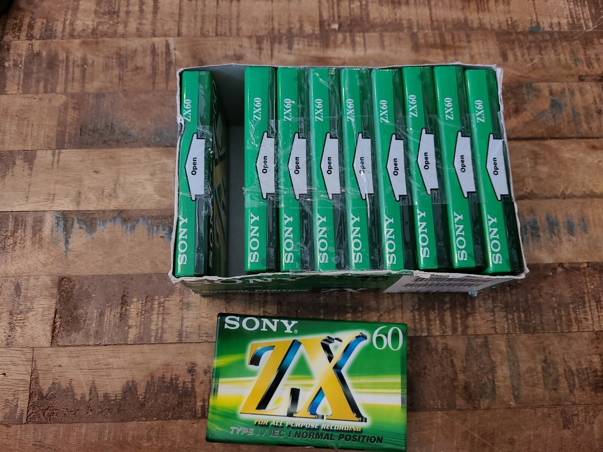 10 New, factory Sealed Sony ZX60 Cassette Tapes- Type I/ IEC