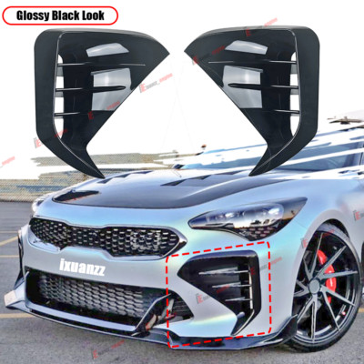 Front Stoßstange Flaps Flossen Lamelle Abdeckung Schwarz für KIA Stinger 2017-23