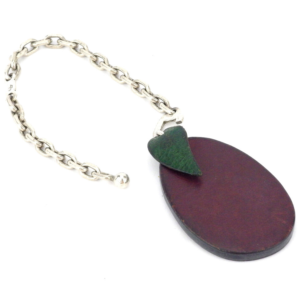 HERMES Charm Prune Bordeaux Leather SilverHardware Authentic