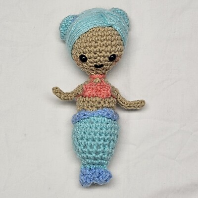 Unbranded 8 Inch Two Tone Blue And Pink Crochet Mermaid 2023 Plush Stuffed Toy 