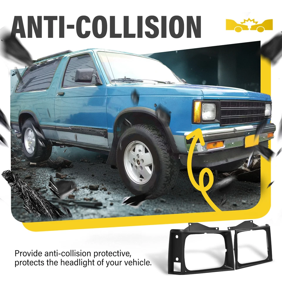 ABS Headlight Bezel Door Set For Chevrolet S10/GMC S15/S15 Jimmy 1982-1990 Pair Foto 3 de 4