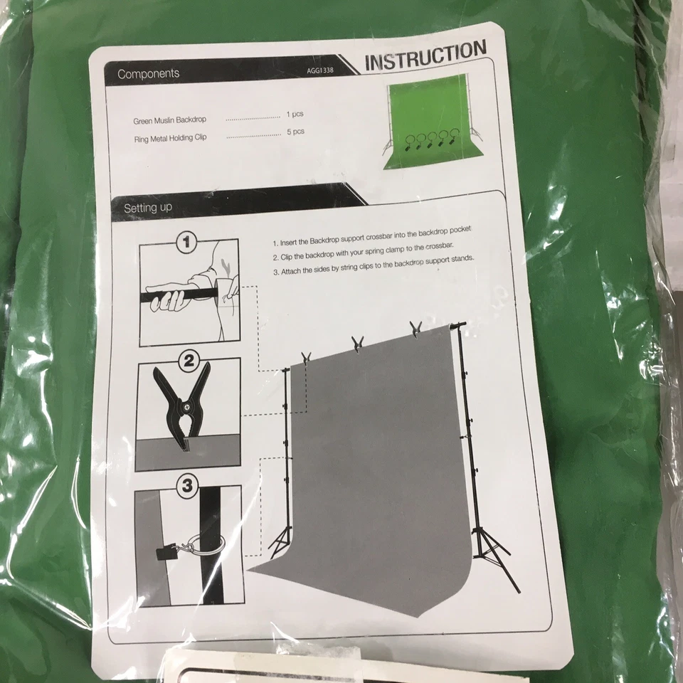 "Telón de fondo y anillos de muselina verde video fotográfico estudio limusina 72"" X 112""" Foto 3 de 4