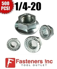 (Qty 500) 1/4-20 Hex Flange Nuts Serrated Zinc Plated "Whiz Nuts" 