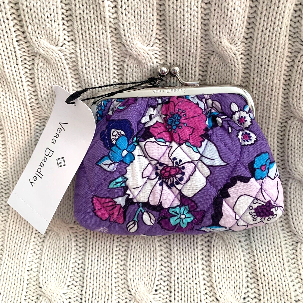 Vera Bradley Kiss Coin Purse Enchanted Garden Kisslock Change NWT