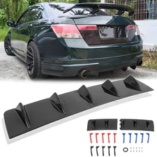 Rear Bumper Lip Diffuser Splitter Spoiler Shark 5 Fins Carbon For Honda Accord