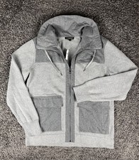 NWT Banana Republic Gray Full Zip Cotton Wool Blend Cozy Warm Sweater Mens Large