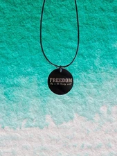 FREEDOM Charlie Kirk Turning Point inspired Engraved Necklace in Black Stainless