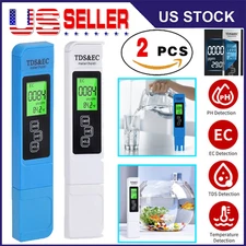 2 Pcs 3-in-1 TDS EC Temp Water Tester 0-9990ppm with Backlight Case for Drinking