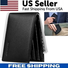 Men  s Slim RFID Blocking Bifold Leather Wallet with ID Window Card Holder