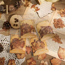 15 Autumn Paper Stickers for DIY Scrapbook Junk Journal Diary Embellishment