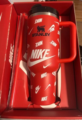 Stanley Nike Red White Tumbler Stainless Steel Handle Lid Straw Sports Logo