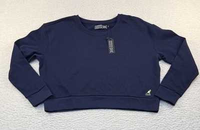 Kangol Women s Blue Cropped Sweater Size Large 100% Cotton
