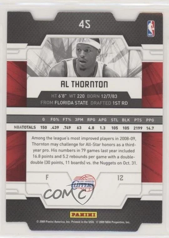 2009-10 Donruss Elite Red Status Die-Cut /88 Al Thornton #45 - Image 2 of 2