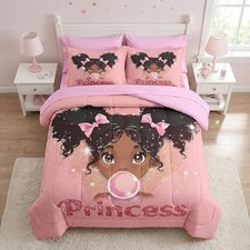 5 Pcs Comforter Set Size, African American Princess Bubbles Twin Princess 2