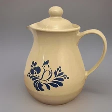 Vintage Pfaltzgraff Yorktowne Thermal Pitcher Blue Bird Insulated USA Made