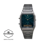 Casio Analog-Digital Square Dial Dual Time S.Steel Band Watch AQ-230EGG-3A