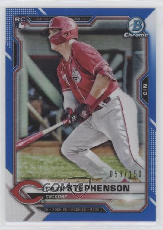 2021 Bowman Chrome Blue Refractor 53/150 Tyler Stephenson #87 0b8z