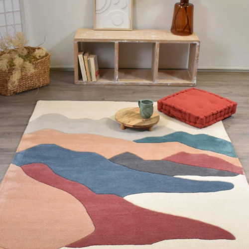Luxury Hand Tufted Wool Rug Modern Abstract Designer Area Carpet, Wool Rugs