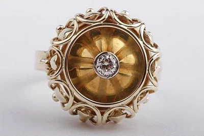 Brillant Ring Diamant 0,10ct 585 14K Gelb Gold Größe 56 17,8mm # - Bild 1 von 4