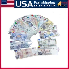 Lots 52 Pcs Different World Banknotes Paper Money Foreign UNC Collection Gift