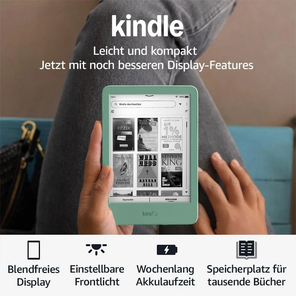 Amazon Kindle eBook Reader | 11. Generation 2024 | 16 GB | WiFi WLAN Matchagrün