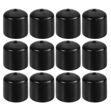 12Pcs 1 1/8" ID Round Rubber End Caps Flexible Rubber Bolt Covers Caps Black