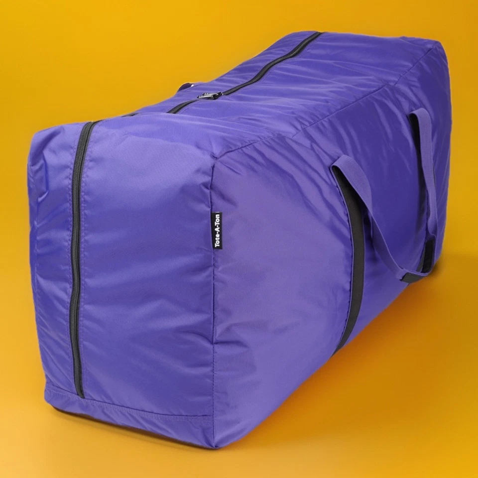 Samsonite Tote-A-Ton Duffle Bag Purple Nylon Collapsible Zipper Close 32.5”Long - Image 4 of 4