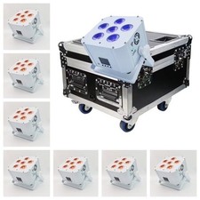 8pc white 6x18W RGBWA UV LED Par Battery wireless DMX IR LED par Uplights/case