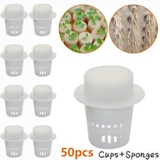 50PCS/1 Set Plant Net Cup & 50PCS Cylinders Sponge Heavy Duty Useful Hot! 0.17 per sponge