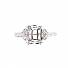 Ring Semi-Mount Emerald Cushion 9x7mm In 14K White Gold With Diamonds 42689 