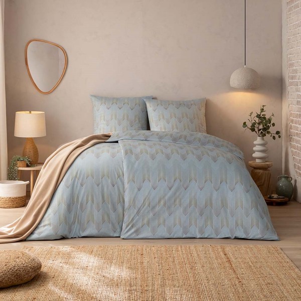 Estella Mako Jersey BettwäSche 155X220 Cielo Grau Zickzack Silber 6613-810-image