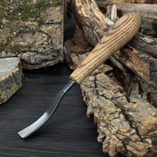 Detail Carving Gouge, Sculpting Curved Chisel, Hand-Forged Blades, Ash Hahdle
