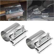 2pcs Car Exhaust Clamp 2 Inch Stainless Steel Auto Butt Joint Band Clamp Sleeve