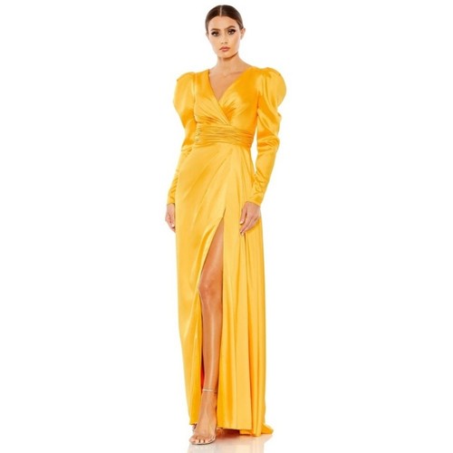 Mac Duggal Formal Evening Gown Womens Plus 16 Gold Maxi Dress Wedding Party