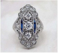 3.00Ct Art Deco Filigree Lab Created Diamond Engagement Ring 14K White Gold FN