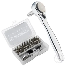 32 in 1 Ratchet Screwdriver Bit Set with Right Angle Offset 1/4" High Torque Dri